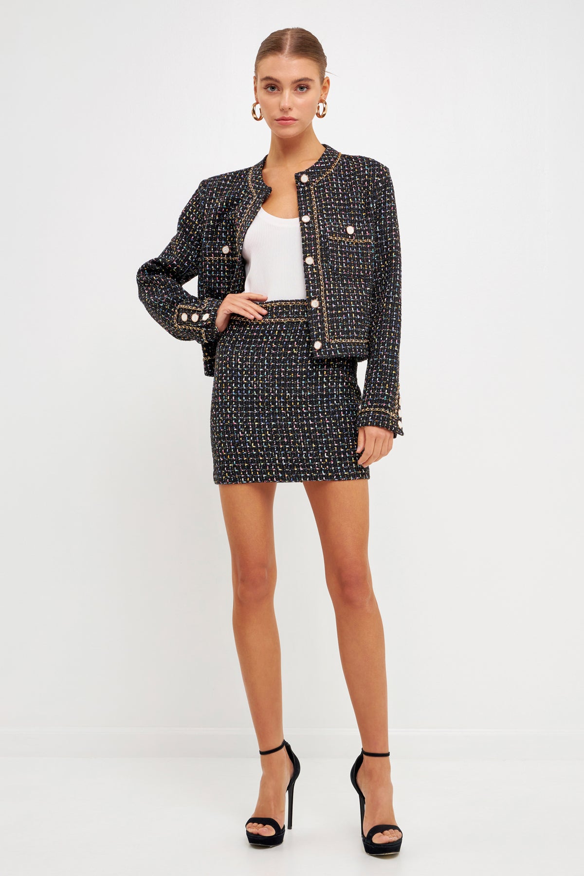 ENDLESS ROSE - Multi Color Tweed Blazer - JACKETS available at Objectrare