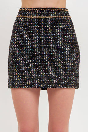 ENDLESS ROSE - Multi Color Tweed Mini Skirt - SKIRTS available at Objectrare