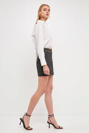 ENDLESS ROSE - Multi Color Tweed Mini Skirt - SKIRTS available at Objectrare