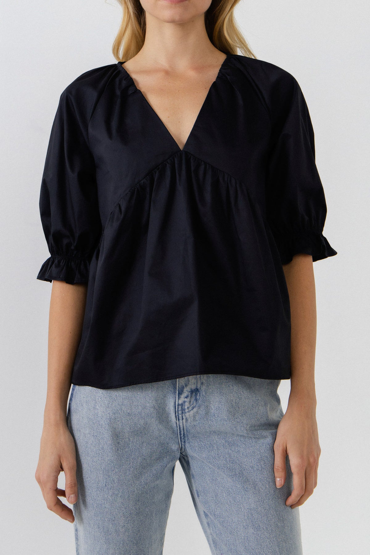 ENGLISH FACTORY - Tiered V Neck Top With Ruffle Sleeves - TOPS available at Objectrare