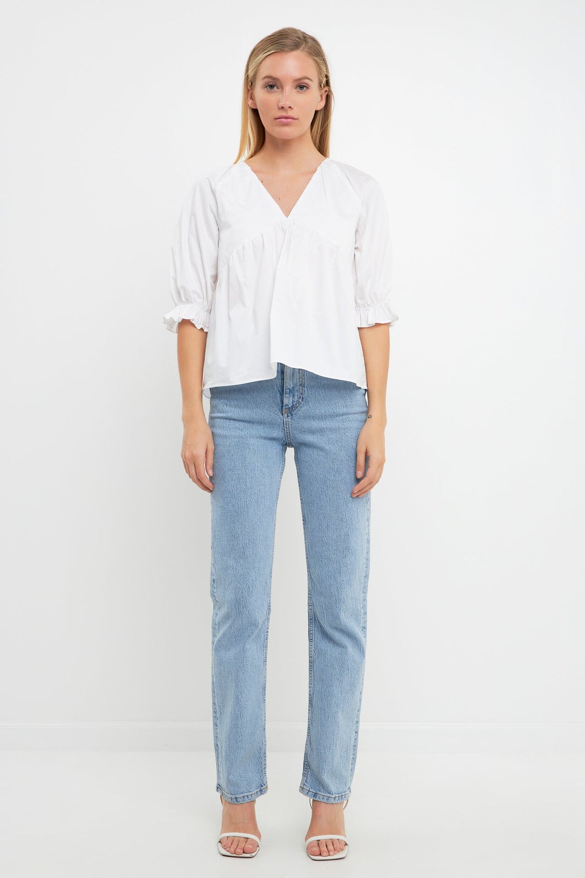 ENGLISH FACTORY - Tiered V Neck Top With Ruffle Sleeves - TOPS available at Objectrare