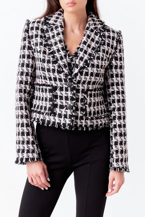 ENDLESS ROSE - Fringed Tweed Blazer - JACKETS available at Objectrare