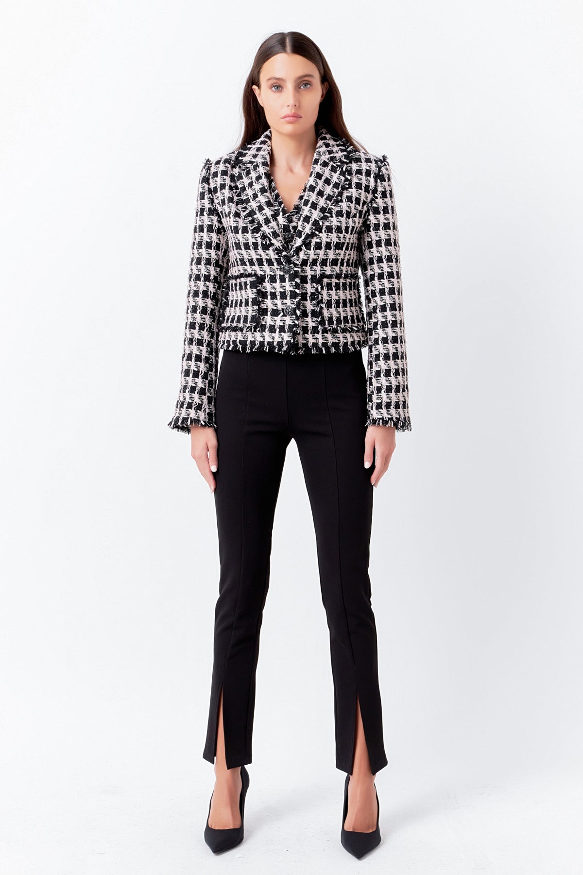ENDLESS ROSE - Fringed Tweed Blazer - JACKETS available at Objectrare