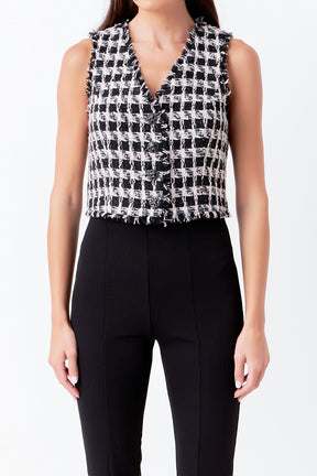 ENDLESS ROSE - Fringed Tweed Vest - TOPS available at Objectrare