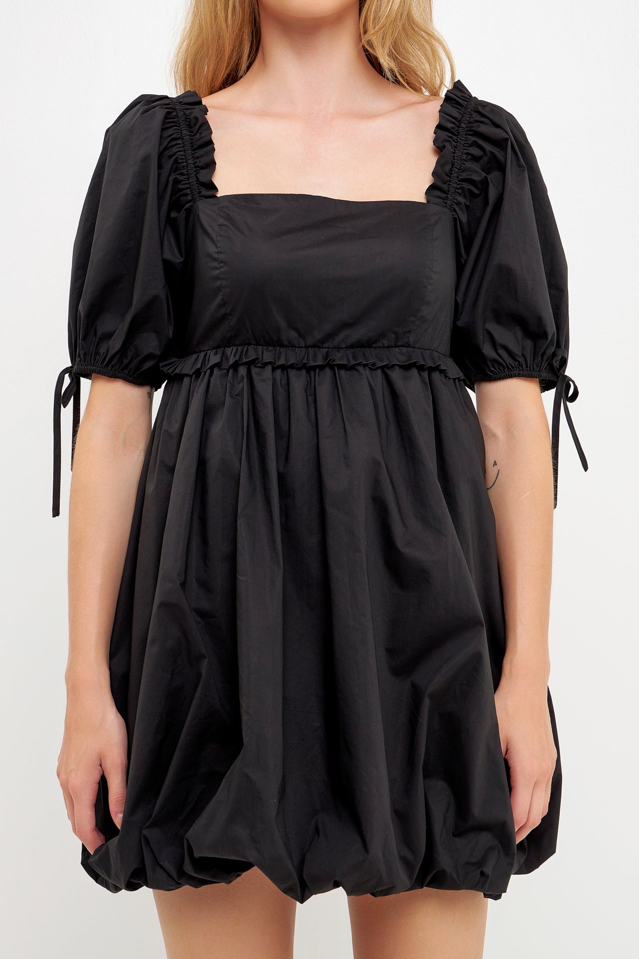 Mini Ruffle Accent Blouson Dress