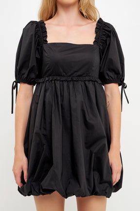 Mini Ruffle Accent Blouson Dress