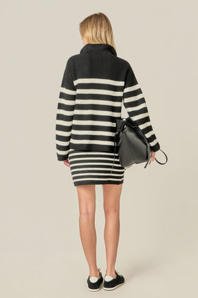 Striped Half-Zip Knitted Sweater