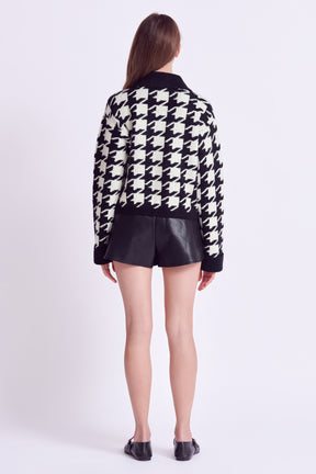 ENGLISH FACTORY - Houndstooth Collared Cardigan - JACKETS available at Objectrare