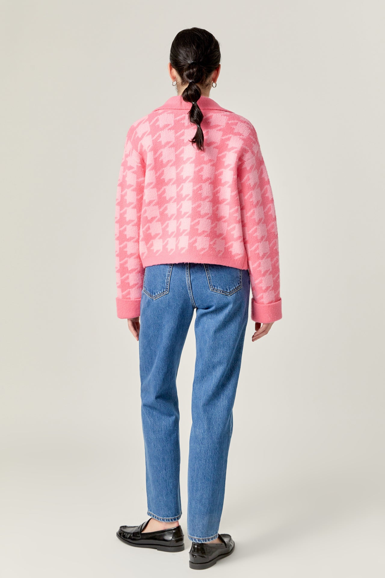 ENGLISH FACTORY - Houndstooth Collared Cardigan - SWEATERS & KNITS available at Objectrare