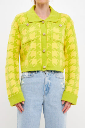 ENGLISH FACTORY - Houndstooth Collared Cardigan - SWEATERS & KNITS available at Objectrare