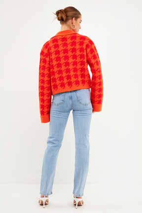 ENGLISH FACTORY - Houndstooth Collared Cardigan - SWEATERS & KNITS available at Objectrare