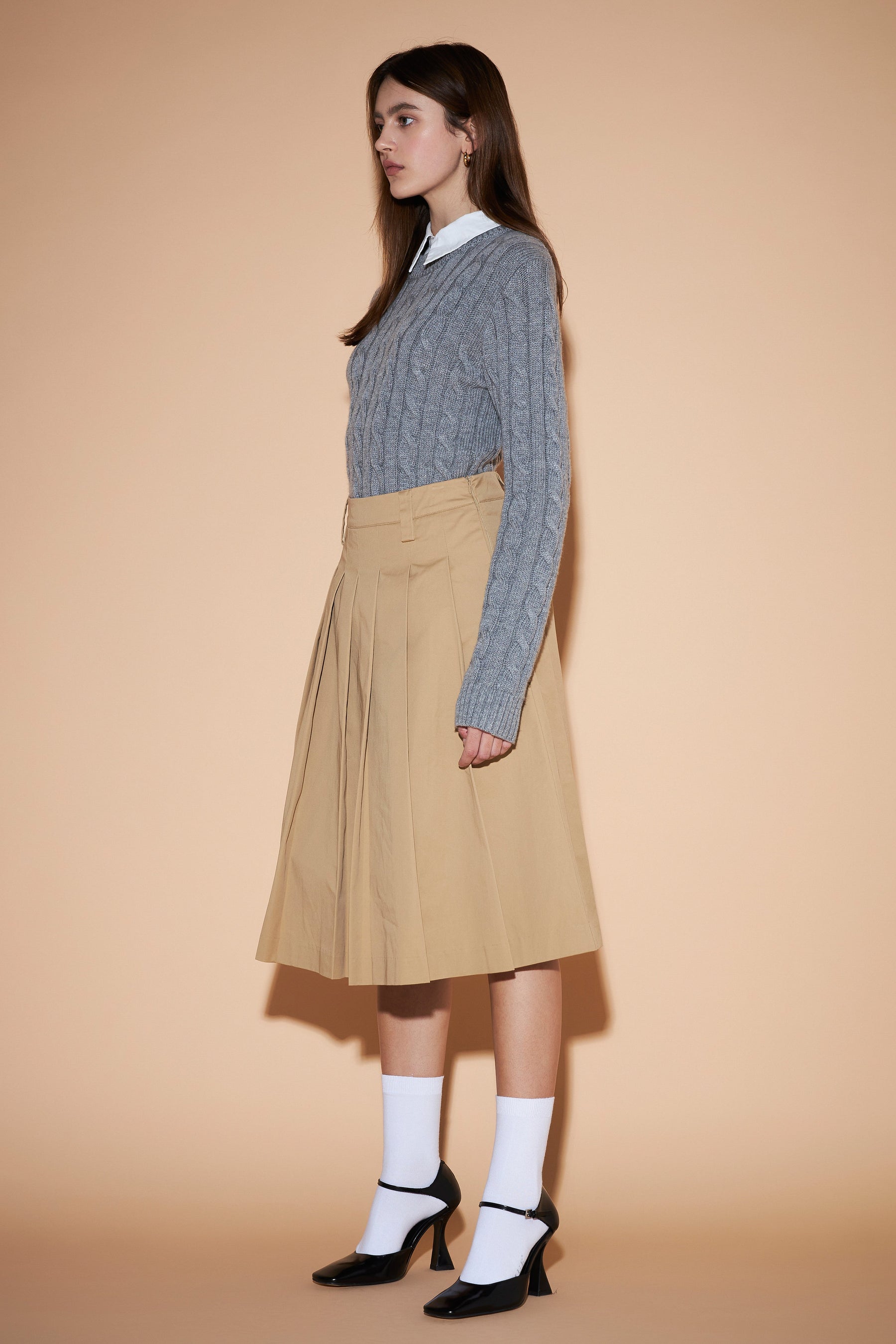 ENGLISH FACTORY - Mixed Media Cable Knit Sweater - SWEATERS & KNITS available at Objectrare