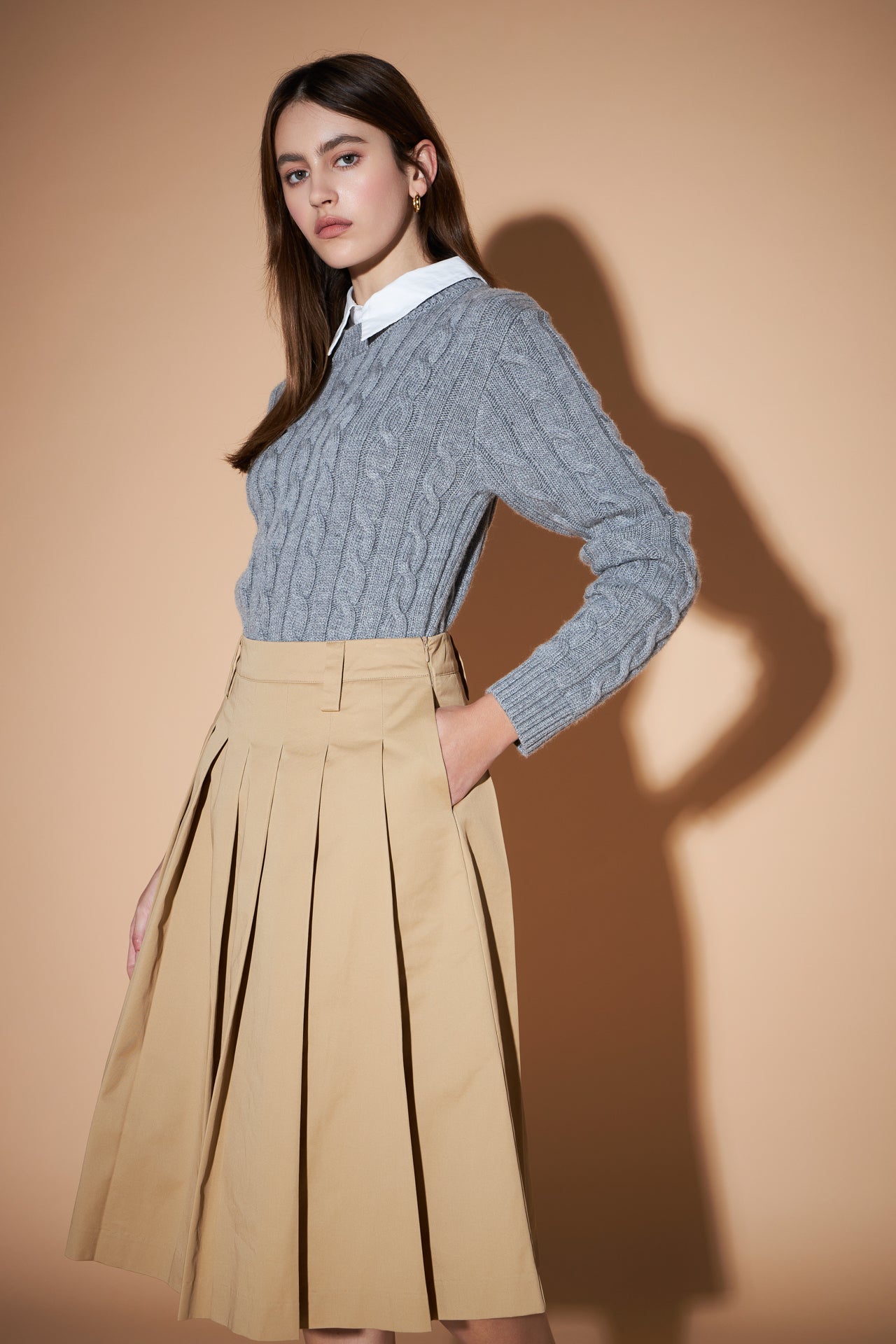 ENGLISH FACTORY - Mixed Media Cable Knit Sweater - SWEATERS & KNITS available at Objectrare