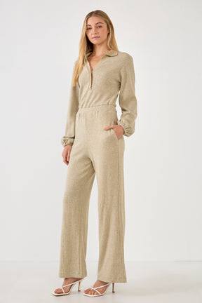 FREE THE ROSES - Free The Roses - Collared Knit Jumpsuit - JUMPSUITS available at Objectrare