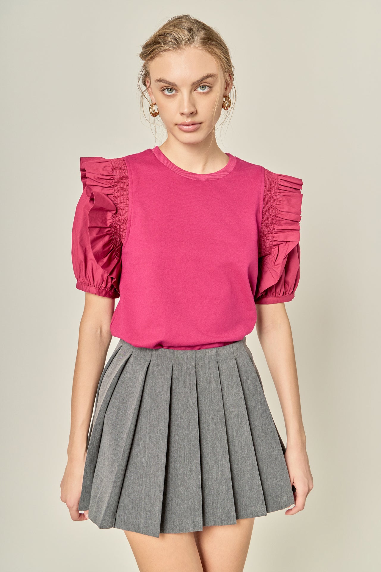 ENGLISH FACTORY - Ruffle Sleeve T-Shirt - TOPS available at Objectrare
