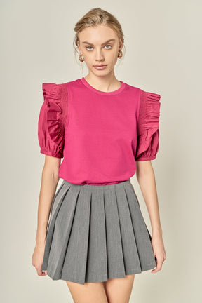 ENGLISH FACTORY - Ruffle Sleeve T-Shirt - TOPS available at Objectrare