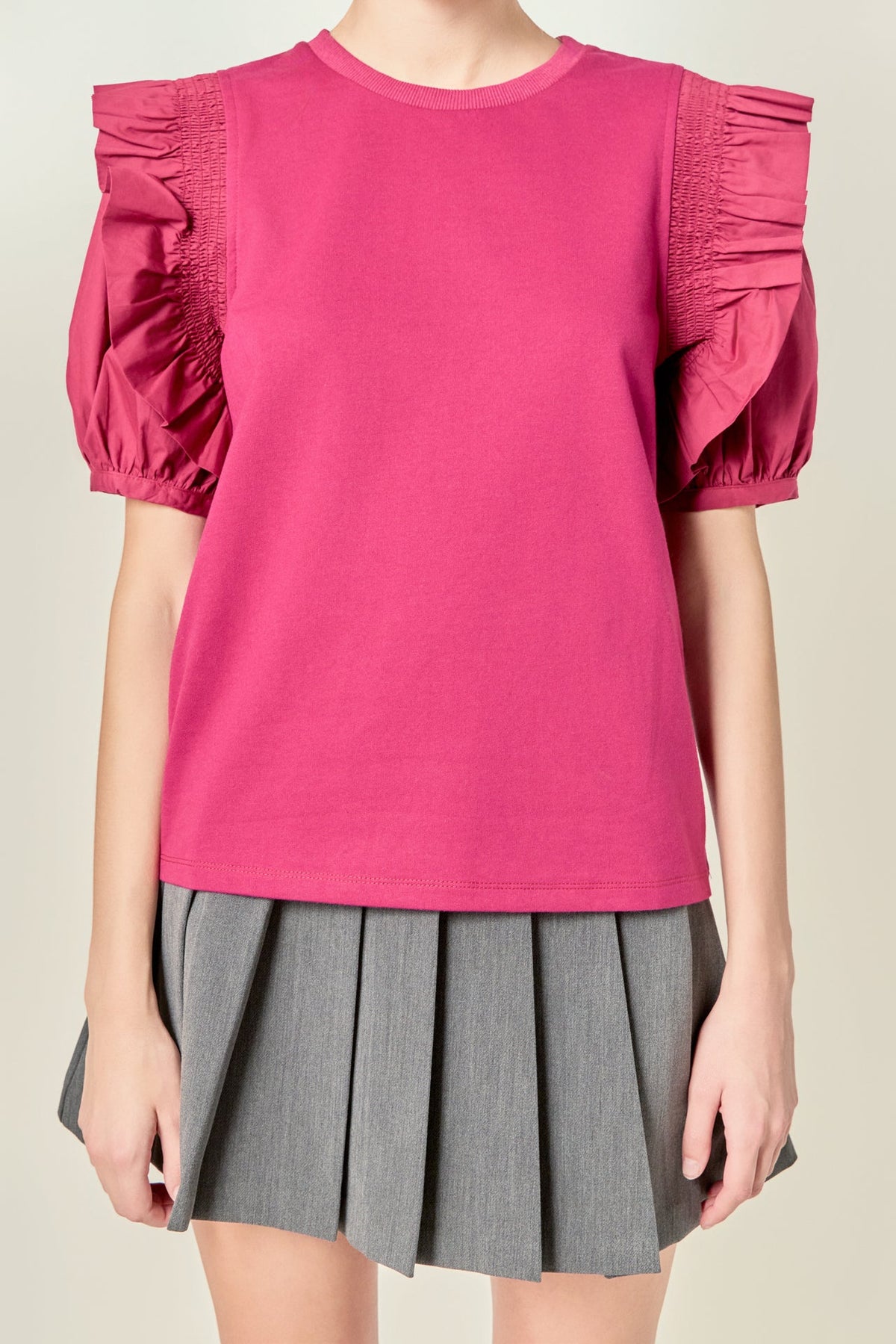 ENGLISH FACTORY - Ruffle Sleeve T-Shirt - TOPS available at Objectrare