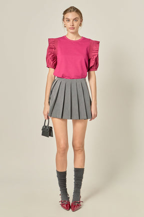 ENGLISH FACTORY - Ruffle Sleeve T-Shirt - TOPS available at Objectrare