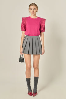 ENGLISH FACTORY - Ruffle Sleeve T-Shirt - TOPS available at Objectrare
