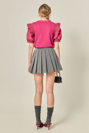 ENGLISH FACTORY - Ruffle Sleeve T-Shirt - TOPS available at Objectrare