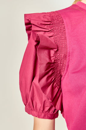 ENGLISH FACTORY - Ruffle Sleeve T-Shirt - TOPS available at Objectrare