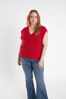 ENGLISH FACTORY - V-neck Knit Sweater Vest - SWEATERS & KNITS available at Objectrare