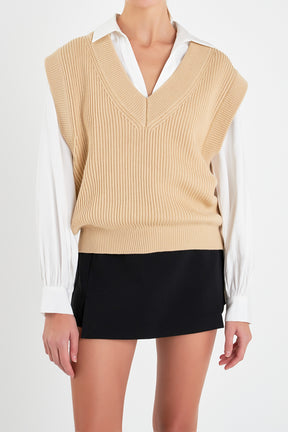 English Factory - V-neck Knit Sweater Vest