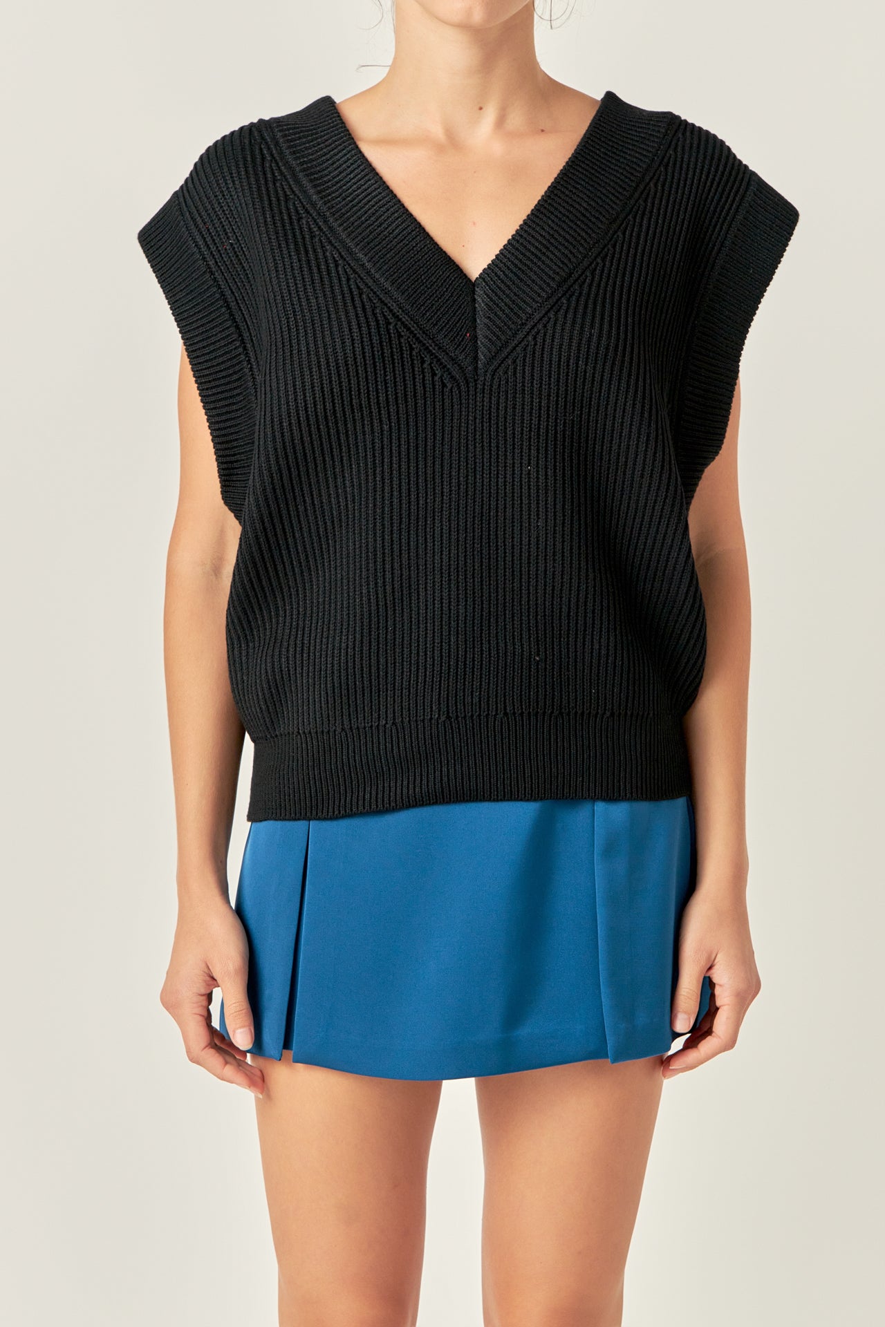 ENGLISH FACTORY - English Factory - V-neck Knit Sweater Vest - SWEATERS & KNITS available at Objectrare