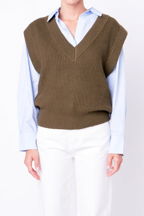 ENGLISH FACTORY - Oversized Sweater Vest - SWEATERS & KNITS available at Objectrare