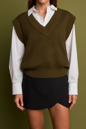 ENGLISH FACTORY - Oversized Sweater Vest - SWEATERS & KNITS available at Objectrare