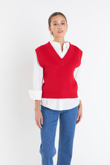 ENGLISH FACTORY - English Factory - V-neck Knit Sweater Vest - SWEATERS & KNITS available at Objectrare