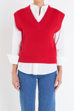 ENGLISH FACTORY - Oversized Sweater Vest - SWEATERS & KNITS available at Objectrare