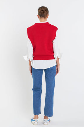 ENGLISH FACTORY - Oversized Sweater Vest - SWEATERS & KNITS available at Objectrare
