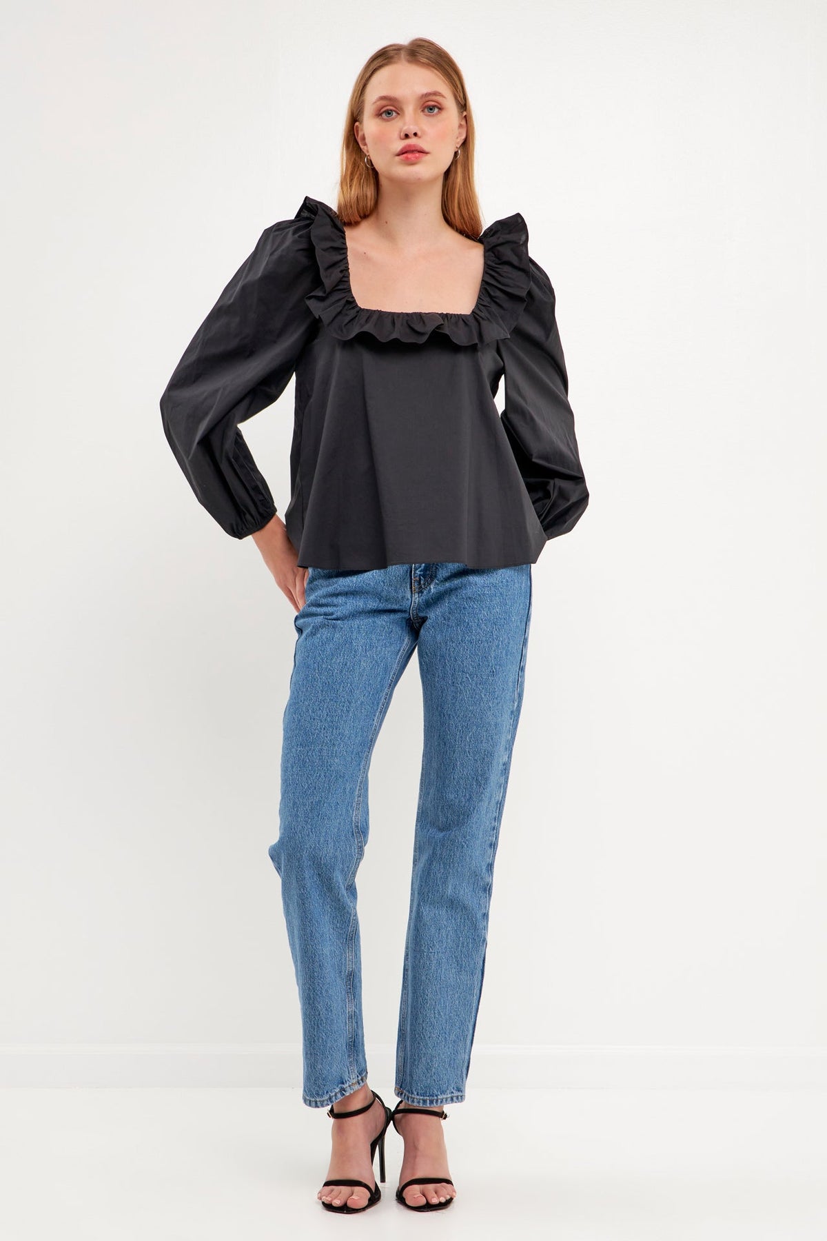 ENGLISH FACTORY - Square Neck Long Sleeve Top - TOPS available at Objectrare