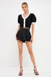ENGLISH FACTORY - Color Block Short Puff Sleeve Sweater - SWEATERS & KNITS available at Objectrare