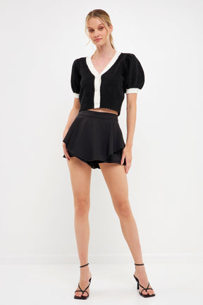 ENGLISH FACTORY - Color Block Short Puff Sleeve Sweater - SWEATERS & KNITS available at Objectrare