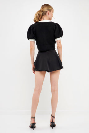 ENGLISH FACTORY - Color Block Short Puff Sleeve Sweater - SWEATERS & KNITS available at Objectrare