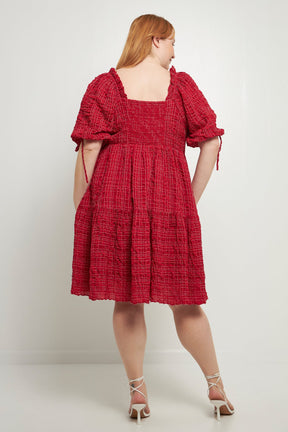 ENGLISH FACTORY - Crinkled Gingham Flounce Dress - DRESSES available at Objectrare