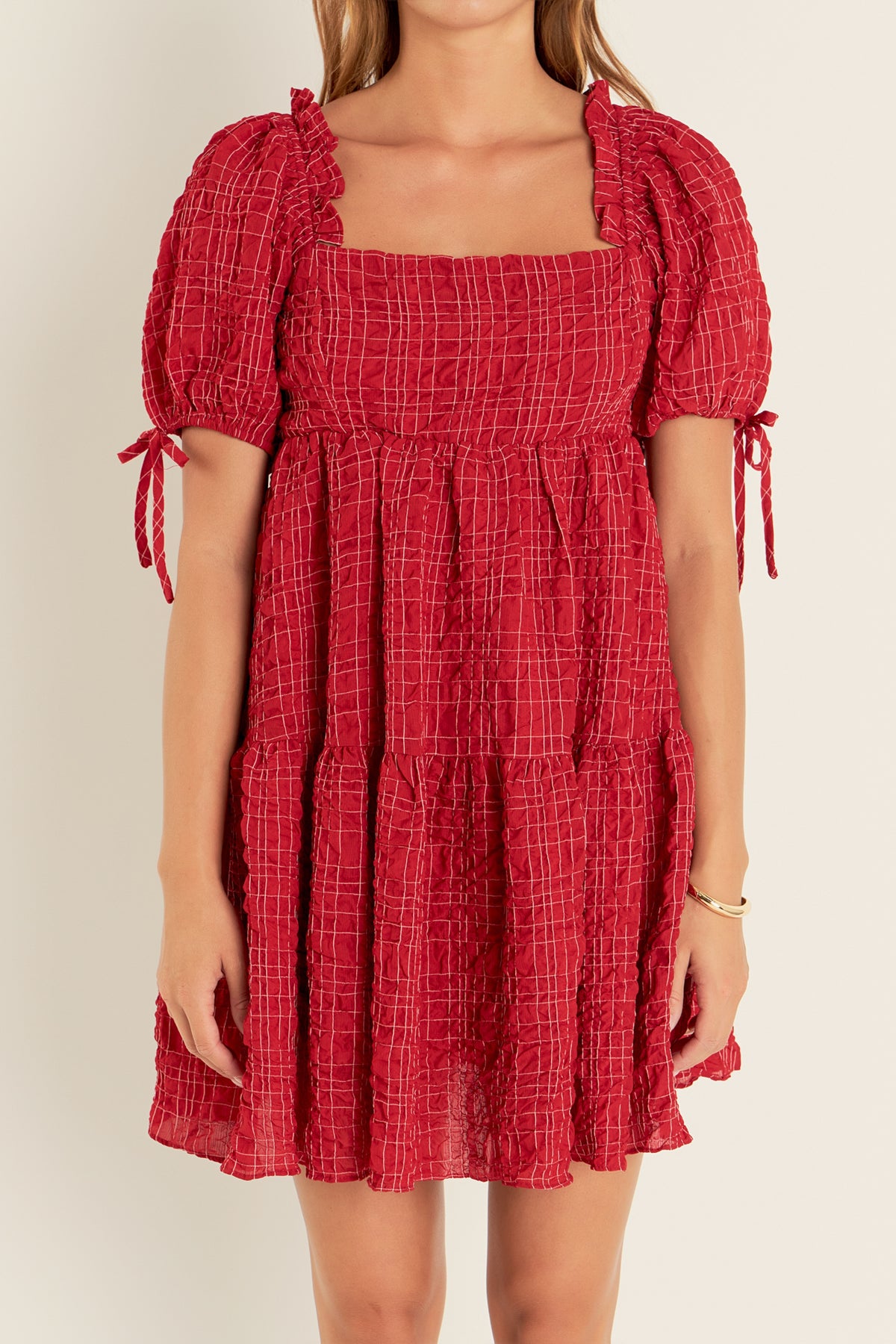 ENGLISH FACTORY - Crinkled Gingham Flounce Dress - DRESSES available at Objectrare