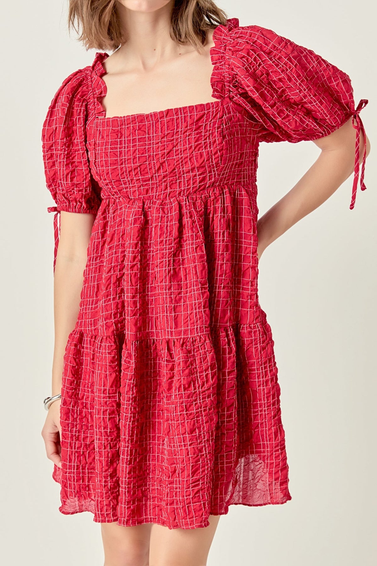 ENGLISH FACTORY - Crinkled Gingham Flounce Dress - DRESSES available at Objectrare