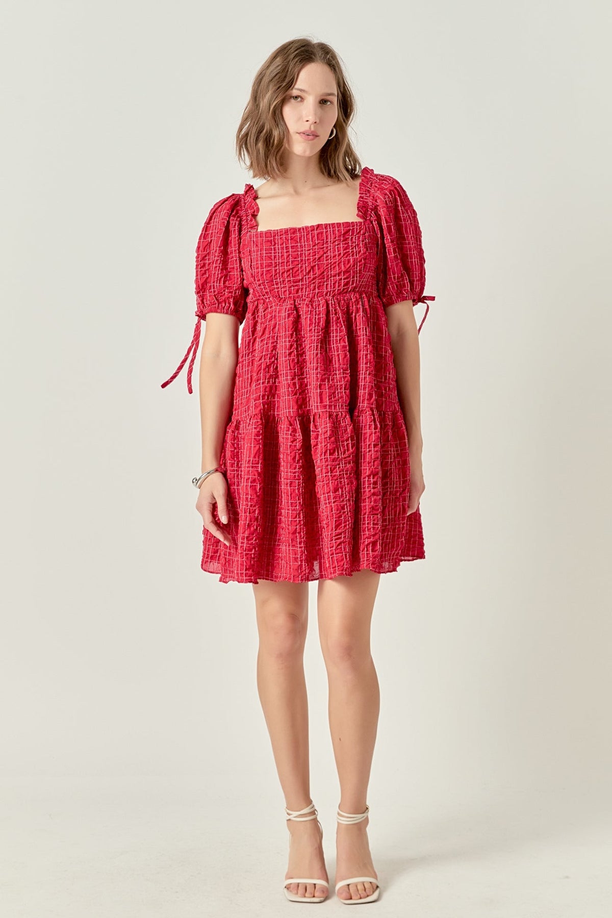ENGLISH FACTORY - Crinkled Gingham Flounce Dress - DRESSES available at Objectrare