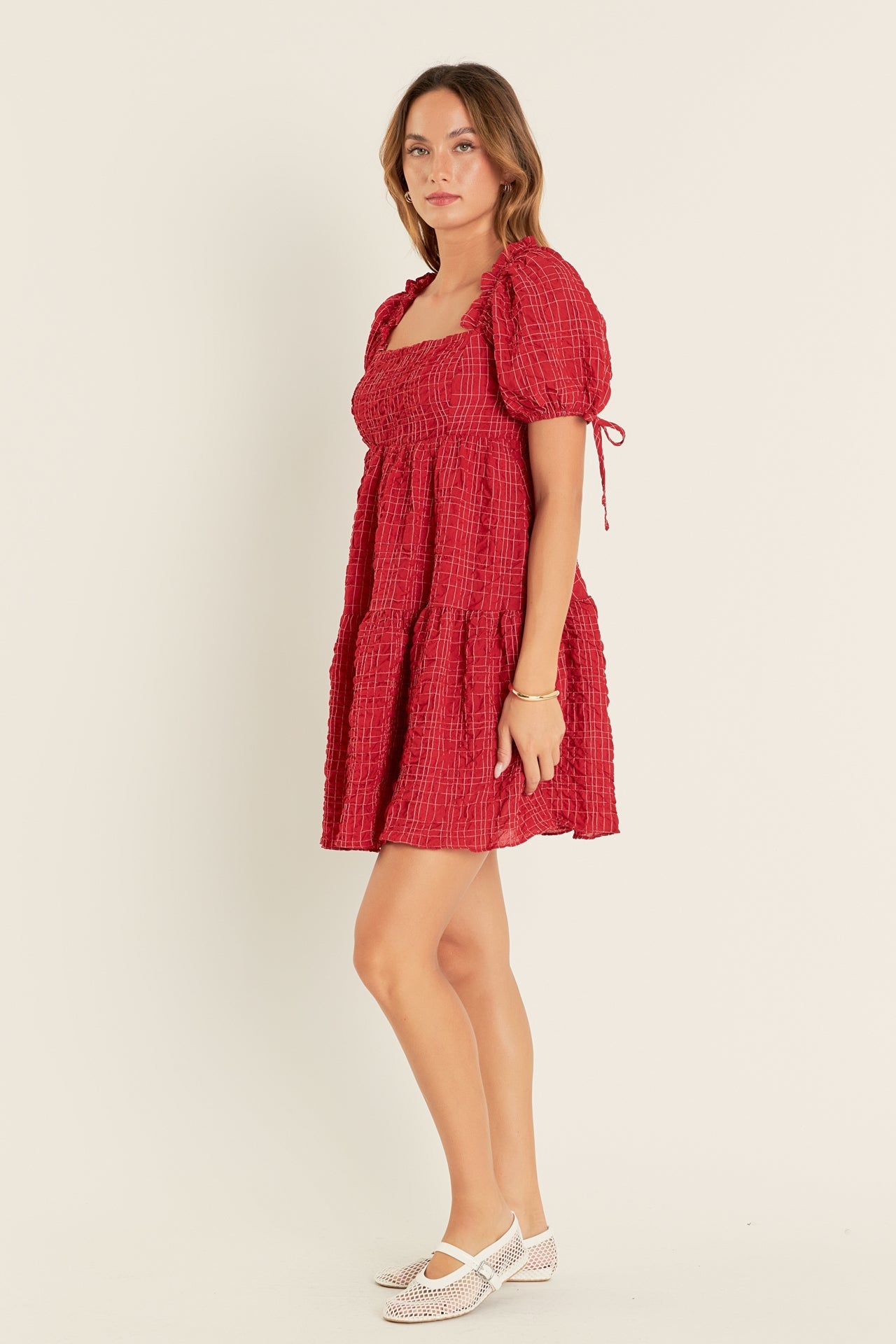 ENGLISH FACTORY - English Factory - Crinkled Gingham Flounce Dress - DRESSES available at Objectrare