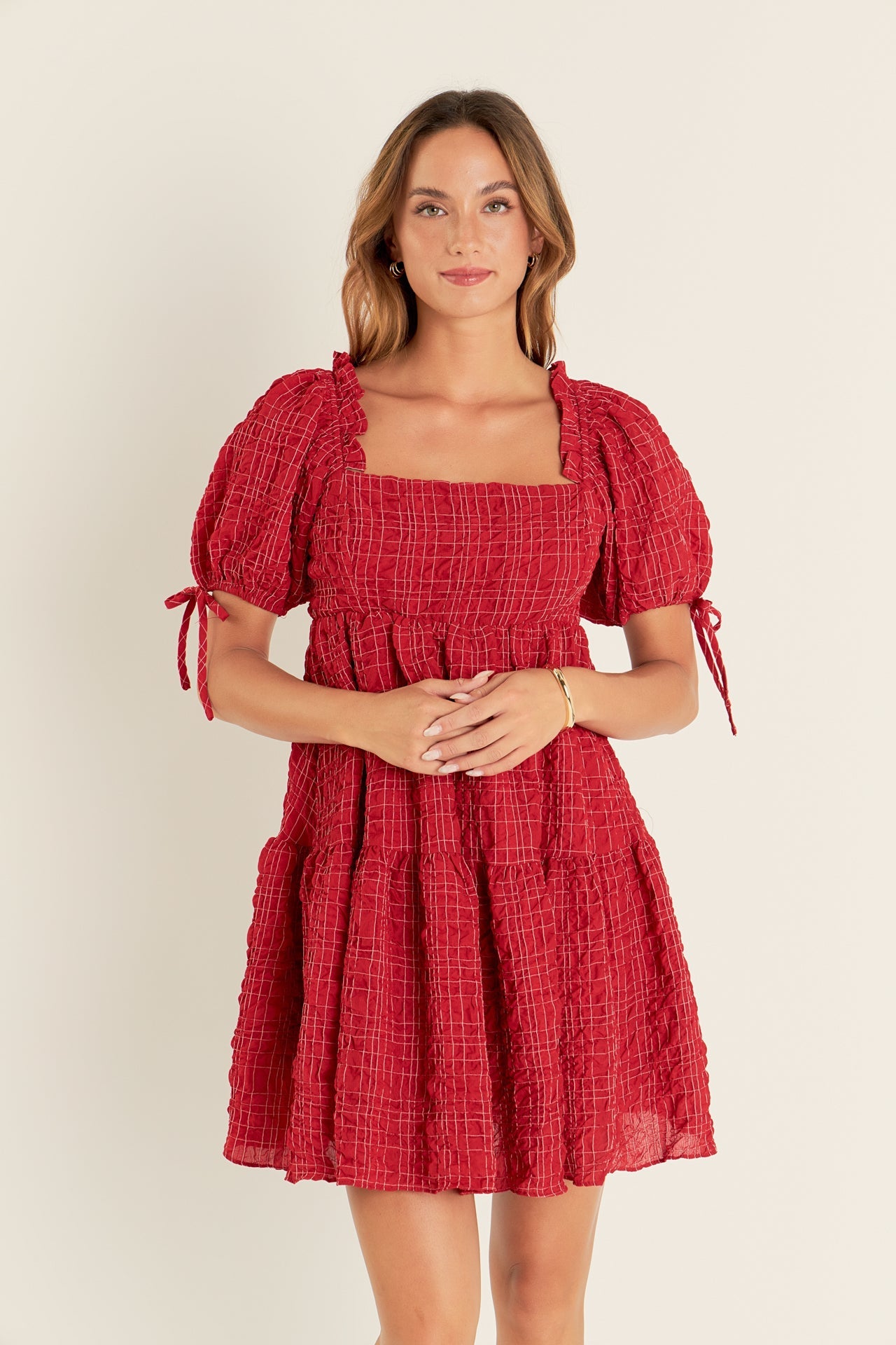 ENGLISH FACTORY - English Factory - Crinkled Gingham Flounce Dress - DRESSES available at Objectrare