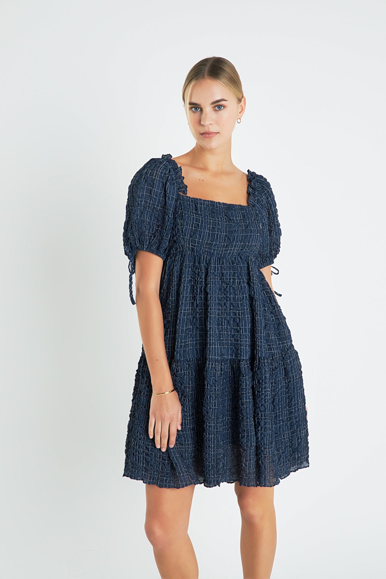 ENGLISH FACTORY - Crinkled Gingham Flounce Dress - DRESSES available at Objectrare