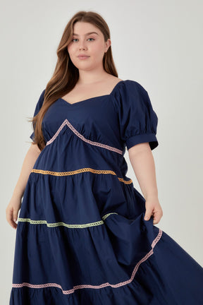 ENGLISH FACTORY - Multi Color Trim Midi Dress - DRESSES available at Objectrare