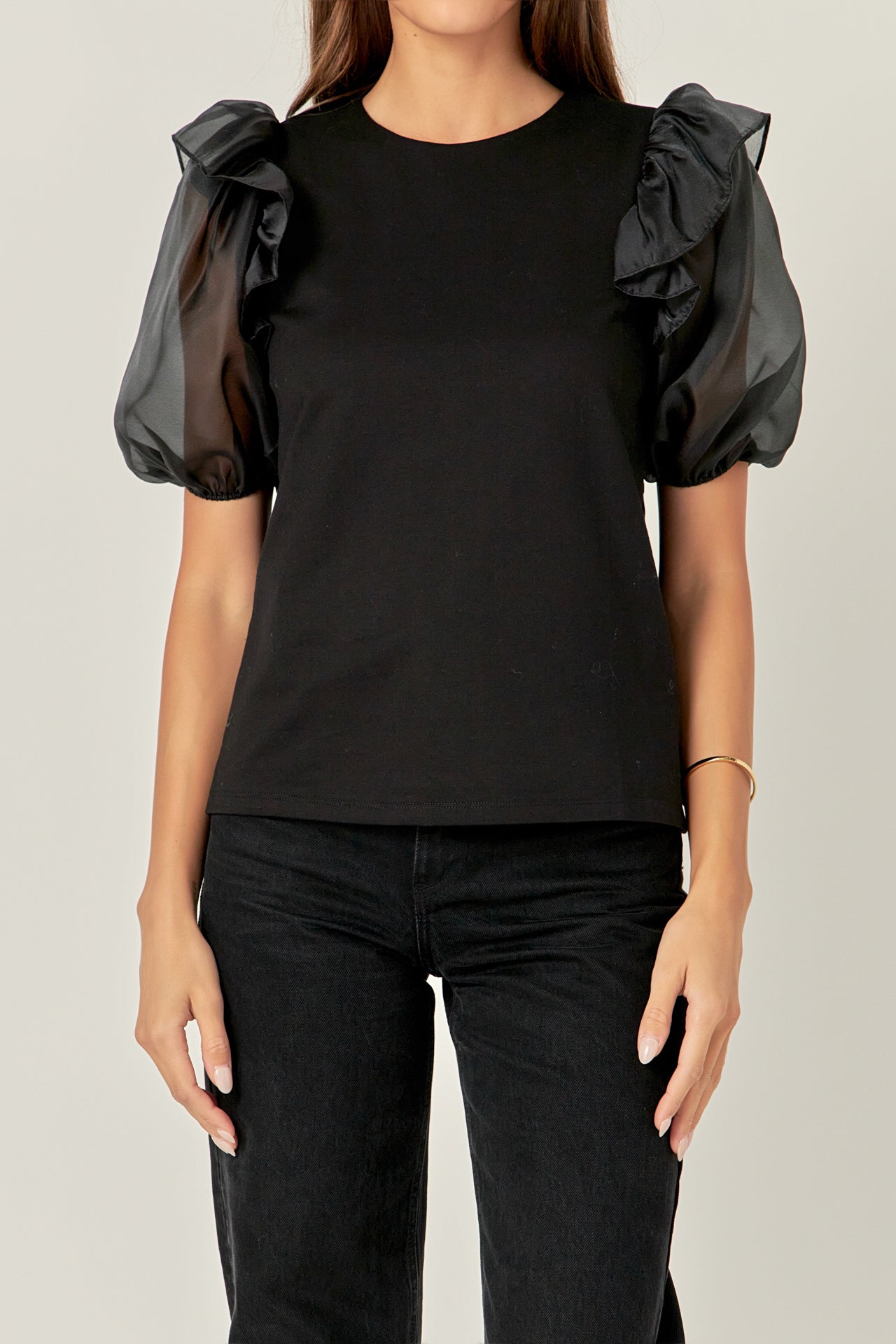 ENGLISH FACTORY - ENGLISH FACTORY - English Factory - Organza Sleeve Shirt - TOPS available at Objectrare