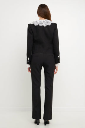 ENDLESS ROSE - Tweed Jacket With Lace Collar - JACKETS available at Objectrare