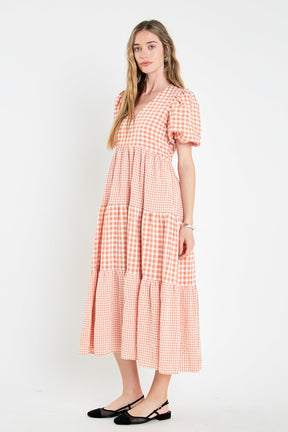 ENGLISH FACTORY - Gingham Check Combination Midi Dress - DRESSES available at Objectrare