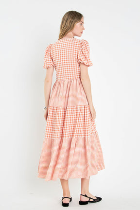 ENGLISH FACTORY - Gingham Check Combination Midi Dress - DRESSES available at Objectrare