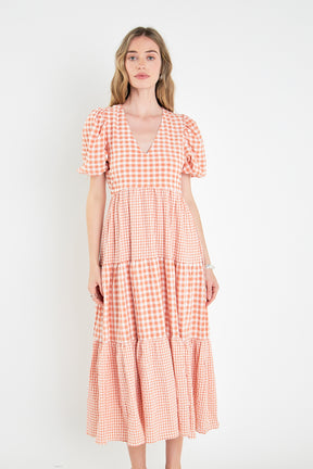 ENGLISH FACTORY - Gingham Check Combination Midi Dress - DRESSES available at Objectrare